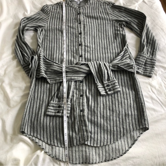 Derek Lam 10 Crosby Front Tie Striped Flannel Dress - Picture 9 of 10